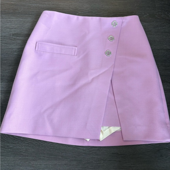 MAJE Lilac Mini Skirt Skort with Silver Button Detail NWT XS & built in shorts - Picture 5 of 14